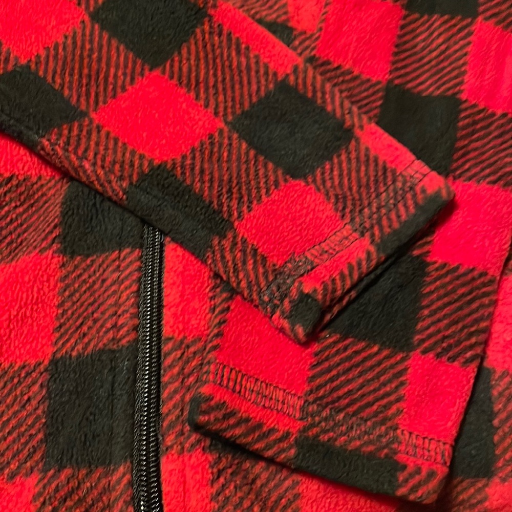 Toughskins Buffalo plaid print zip up fleece